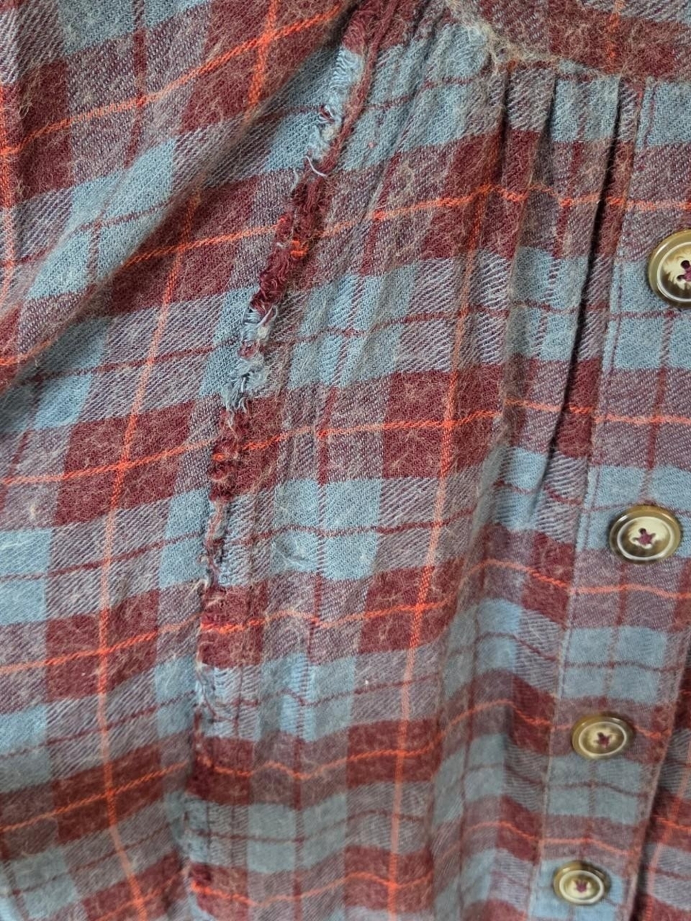 Free People wool blend plaid button down shirt flannel purple blue size M - Picture 7 of 8
